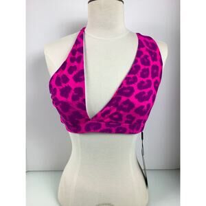 Pretty little thing Pink Cheetah Cut out One Shoulder Racerback bikini SZ 8 NWT